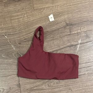 OFFLINE by Aerie One-Shoulder Top Burgundy Wine Size L NWT